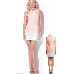 Laundry Dress 8 Orange Peach White Stretch Cotton Shift Sleeveless Career Church